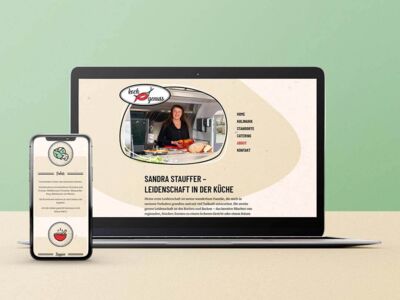 Responsive Webdesign, Website für Koch-Genuss, Sandra Stauffer